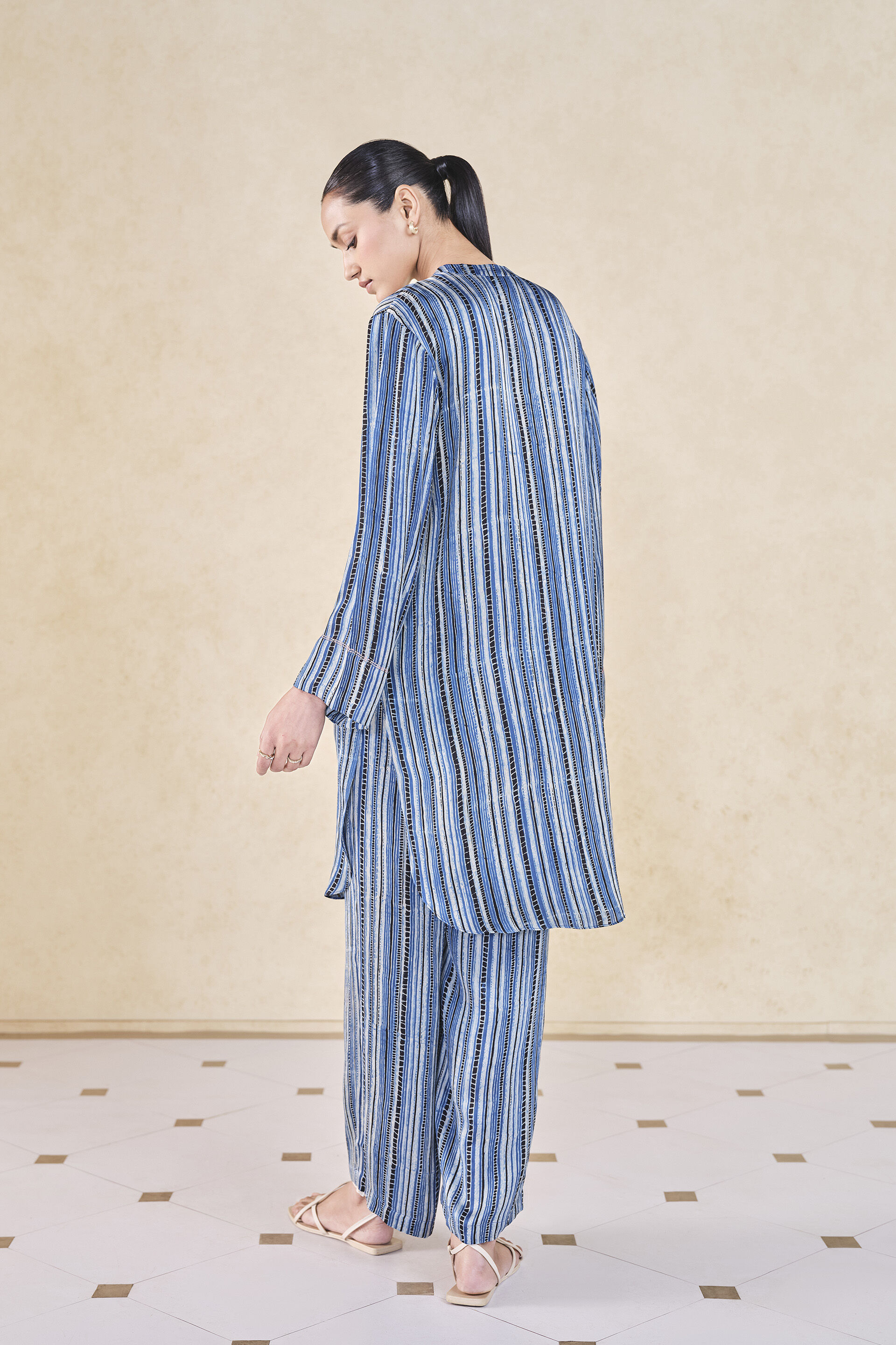 Freshwater Handcrafted Ajrakh Co-ord - Blue